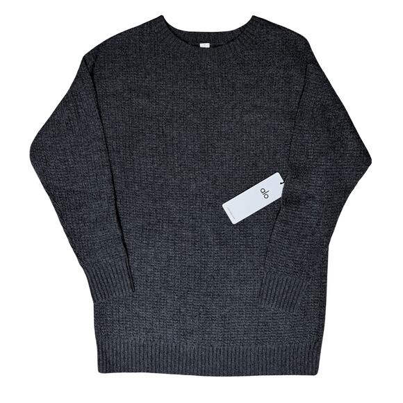 Alo Yoga Cashmere Plush Waffle Dress Dark Heather Grey Size XXS NWT Retail $398 - Picture 4 of 7